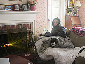 Hope and Bertie by the fire